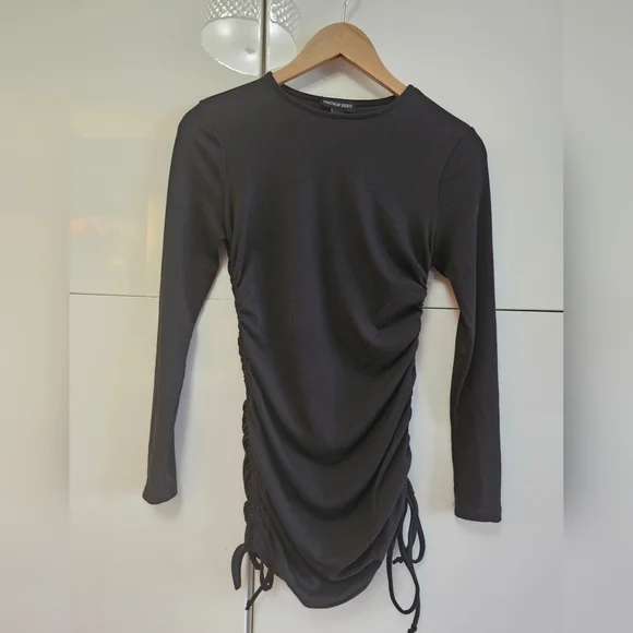 Side Drawstrings Micro Mini Ruched Dress - Picture 4 of 7